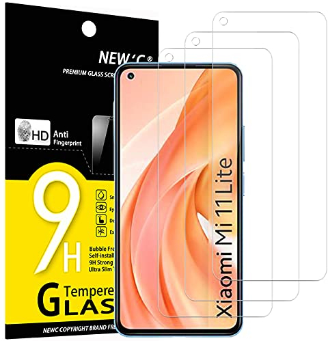 NEW'C 3 Stück für Xiaomi Mi 11 Lite/Mi 11 Lite 5G für Panzerglas, Frei von Kratzern, 9H Härte, HD Displayschutzfolie, 0.33mm Ultra-klar, Ultrabeständig
