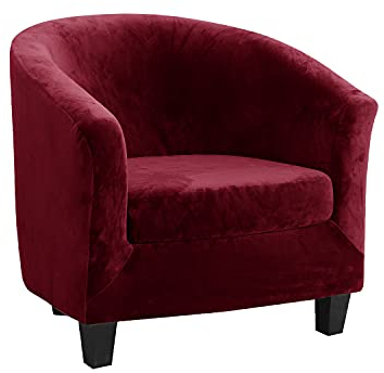 TOPCHANCES Sesselschoner Sesselhusse Sesselüberwürfe,Ausziehbar Elastisch Sessel Velours Sesselbezug mit Armlehnen für Cafe Stuhl Clubsessel Loungesessel Cocktailsessel