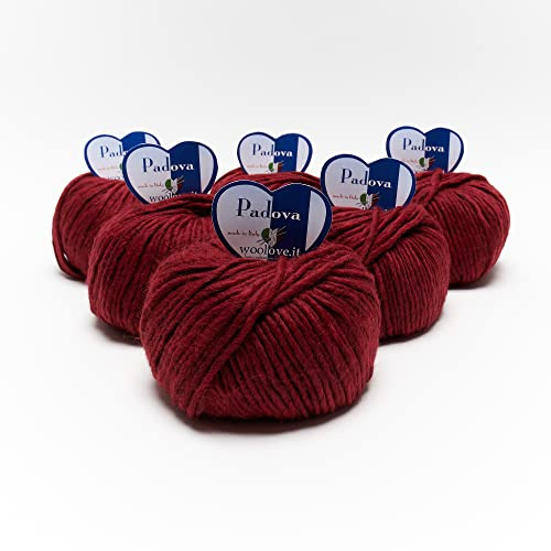 Tricot Cafè - Padua - Mischgarn aus Wolle und Alpaka, geeignet für alle Arten von Projekten. Ideal zum Häkeln, Eleganz und Qualität, Dunkelrot 8