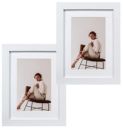 Belegao Marco de Fotos 10x15 cm Marco de Fotos Collage Moderno Marco de Madera MDF Retratos Certificados con Vidrio Acrílico Irrompible para Montaje en Pared y Mesa Independiente, Juego de 2, blanco