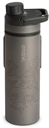 GRAYL UltraPress Titanium 500 ml, filtro acqua potabile, elimina il 99,99% di batteri e virus, perfetto per campeggio, sopravvivenza e viaggi (Covert Black)
