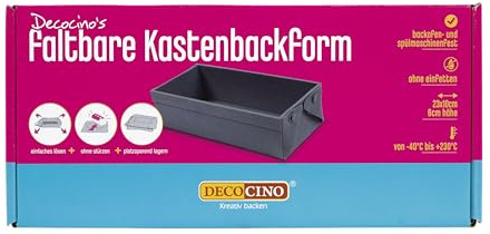 Dekoback GmbH DECOCINO Faltbare Kastenform - 25x10x6 - hochwertige Backform aus Silikon, zum Backen von Kuchen, Torten uvm. - spülmaschinengeeignet