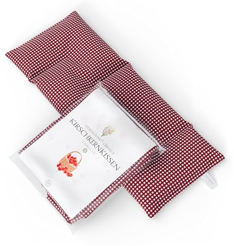 Strauss Home® Cojín de huesos de cereza grande, microondas, cojín térmico para cuello y hombros, tela de algodón, 50 x 20 cm (rojo vintage)