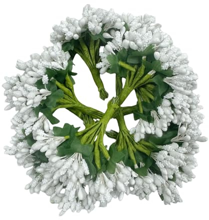 144 mini stami di fiori artificiali a pistillo e stelo morbido, piccole bacche da 20 mm per matrimoni, fermagli per capelli da sposa, topper per torte, corsetto da polso, anelli per candele e