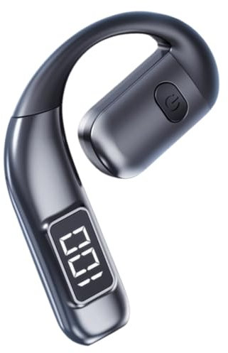 Bluetooth Headset V5.5, Wireless Bluetooth Earpiece 45Hrs HD Calling,LED Display Hands-Free Bluetooth Earphone for Driving/Business/Office, Black