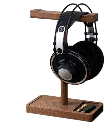 Black Walnut Wood Headphone Holder - Walnut Headphone Stand | Desk Hanger For Headphones, Game Headphone Stand,Wooden Desk Headphone Premium Wood Headphone Stand For , Office, And Home Decor