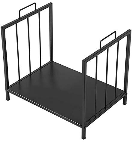 Portalegna per legna da ardere con manico, resistente, finitura in ferro nero, per interni ed esterni, 43,2 cm