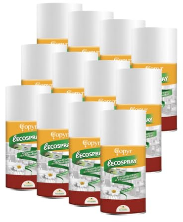 Insetticida Ecospray al Piretro pronto all'uso con Erogatore,antizanzara,mosche e insetti volanti,per alberghi,ospedali,ristoranti.Per uso civile e domestico.Bomboletta da 250ml X 12pezzi