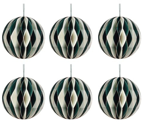 Paquete de 6 esferas de papel redondas coloridas hechas a mano, decoraciones colgantes de Navidad para el hogar y la oficina, suministros de fiesta