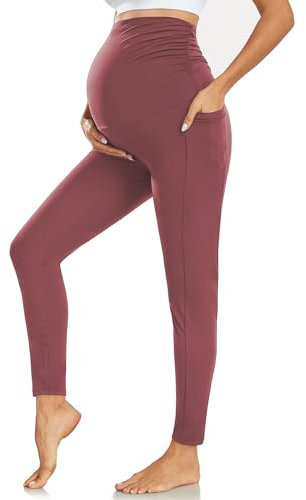 Farrobor Maternity Leggings Över Magen Med Fickor Stretchiga Mammatights Graviditetsbyxor För Kvinnor Med Mjukt Magstöd Graviditetsartiklar