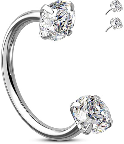 Melighting Piercing per naso a ferro di cavallo, 20 g, senza filo, piercing per labbro, in acciaio inossidabile 316L, anello per setto nasale, doppia gemma, orecchini per elica, 7/8/9 mm, 20G 7MM