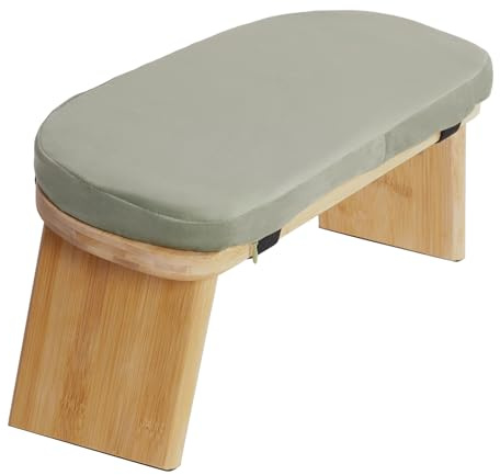 Shinpeed Panca da meditazione in bambù, pieghevole, con comodo cuscino, per ginocchia o seduta, ideale per meditazione e preghiera (verde)