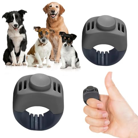 YIPFEN 2 Piezas Clicker para Perros con Anillo de Dedo - Accesorio Práctico para Entrenamiento de Perros, Gatos y Caballos (19mm/21mm)(Gris)
