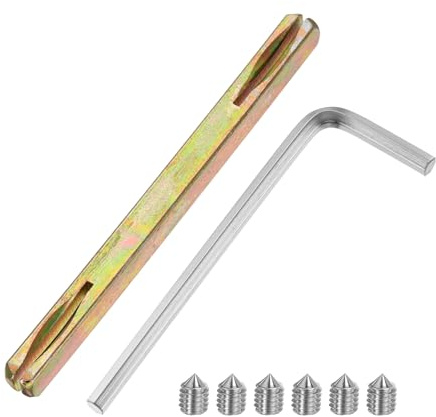 sourcing map Door Knob Spindle, 110mm Long Spare Door Handle Spindle Bar with Hex Screws & Wrench, Square Doors Handles Lock Replacement for Furniture Assembly, DIY Projects, Gold