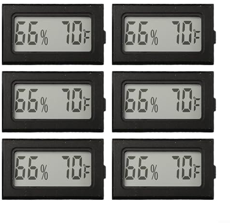 Eawfgtuw Lot de 6 thermomètres hygromètres numériques, jauge de capteur d'humidité intérieure avec sonde, plage de -50 à 70 °C, pour maison, chambre, bureau, serre, cave