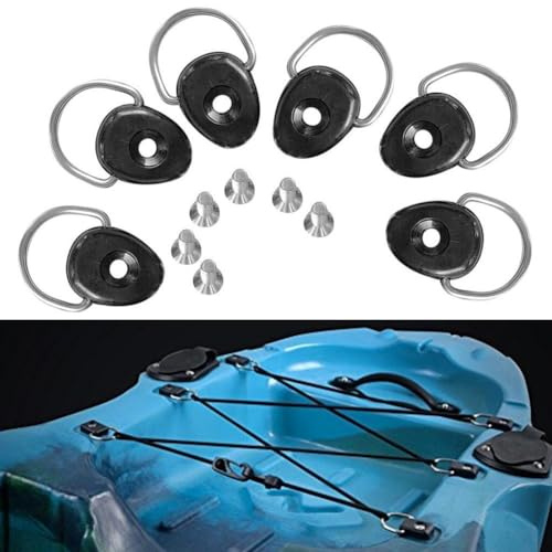 6 anillos en D para kayak con tornillos para remo de amarre de barco, grilletes de pesca, accesorios de nailon y acero inoxidable 304