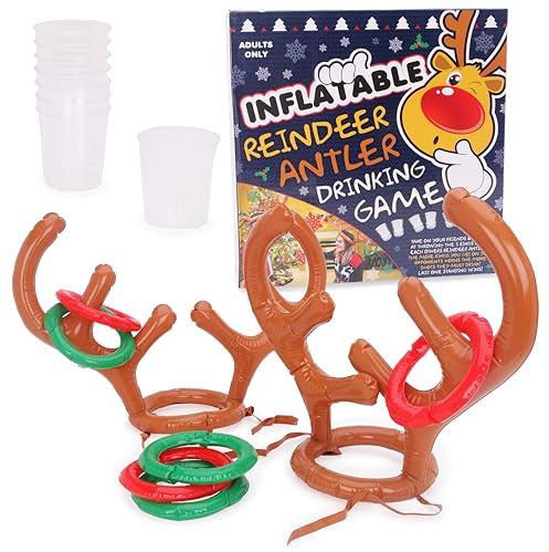 Toyland uppblåsbara renhorn ring kasta dryckesspel - julfest spel - vuxenspel