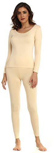 Mcilia Ultratunt modalt damunderkläder med rund hals överdel och botten Beige XXL (52 54)