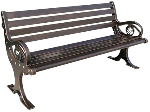 Sljovexity Hockerbank Aluminium Mit Rückenlehne & Armlehne, Sitzbank Outdoor 150, Metallbank Garten Wetterfest, Friesenbank 2 Sitzer, Parkbank Aus Metall Ultra Stabile, Für Rasen, Balkon, Hinterhof