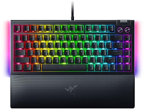 Razer BlackWidow V4 75% Mechanical Gaming Keyboard: Hot-Swappable Design - Compact & Durable - Orange Tactile Switches - Chroma RGB - MF Roller & Media Keys - Comfortable Wrist Rest - Black