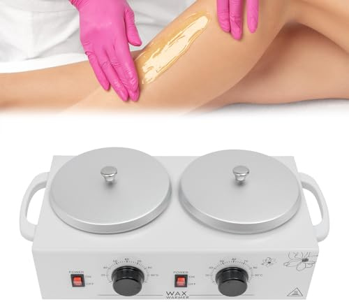 Wax Maschine Tragbar Warmwachsgerät 200W elektrischer Wachswärmer Gerät Wachsschmelzer Doppel Wachsgerät zur Haarentfernung für professionelle und zu Hause, einstellbarer Temperatur (Weiß)