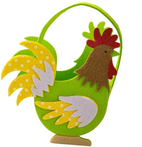 Adorable Felt Easter Basket for Kids Girls Boys Bunny Design Candy Gifts Bag Large Capacity Lightweight Portable Handcrafted Holiday Decoration Yellow Green Orange 18x18x8cm(green)