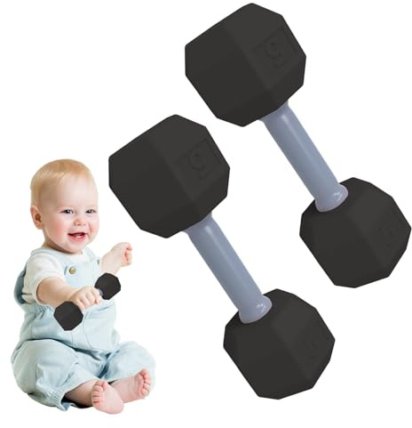 Baby Rattle Toy - Plush Toy Dumbbell | Soft Barbell Workout Toy | 2pcs Mini Baby Fitness Dumbbells | Cute Lightweight Baby Weight Toy | Safe for and