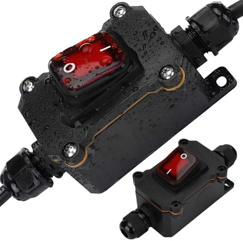 2 Stück IP67 Garten Schalter, Wasserdicht Inline-Kabelschalter | 16A 220V Wasserdichter Schnurschalter für Outdoor DPST-Wippschalter Dual-Positions Ein/Aus Wippschalter für Den Außenbereich