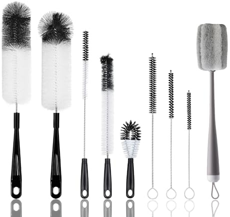9 Stück Flaschenbürsten, 42cm Langer Griff Reinigungsbürste mit Flaschenbürste Schwamm Flaschenreiniger Gläserbürste für Babyflaschen Milchflaschen Glaskaraffe