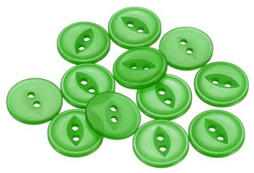 QUARKZMAN 12 Stück Knöpfe Grün Nähknöpfe 18mm Runde Harz Buttons 2-Loch Kunststoff Knopf zum Annähen Bastelknöpfe für Hosen Kleider Röcke Blusen Hemd Anzug Jeans DIY Handwerk