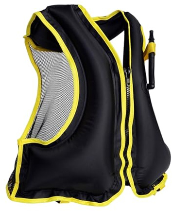 Aufblasbare Rettungsweste für Erwachsene, kompakte Auftriebshilfe für Reisen und Boote, einfaches Aufblassystem, hohe Tragkraft, ideal als Notfallausrüstung.(Black, One Size)
