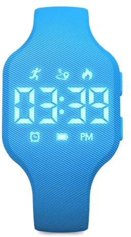 Focwony Kids LED Fitness Tracker Watch, for Ages 5-16 Boy Girls,Sky blue | Soft Silicone Strap, Sport Digital Wristwatch, With Step Counter, IP67 Waterproof , Vibration Alarm Clock