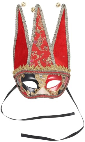 Sosoport Masque Vénitien Rouge pour Homme en Plastique Demi-masque Carnaval et Bal Masqué, pour Fêtes D'hiver et Décoration Murale