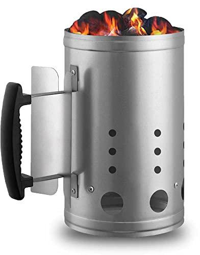 PaMeer Heavy Duty Charcoal Chimney-Starter, Barbecue Fire Starter, Coal Fire Starter, Portable Compact Easy to Use BBQ Grill Tool