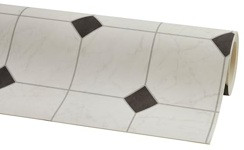 Misento PVC Bodenbelag Meterware - Vinylboden Fliesenoptik - Bodenbelag 2m und 4m breit PVC Boden - Fliese Schwarz-Weiß 200 x 300 cm