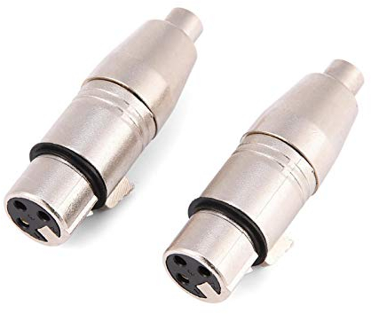 Conector Hembra XLR de 3 Pines a Hembra RCA, 2 Conectores Hembra de aleación de Zinc a Adaptador de micrófono de Audio RCA Hembra, para Jugadores, Guitarras, lámparas de Escenario, Consolas de Mezcla