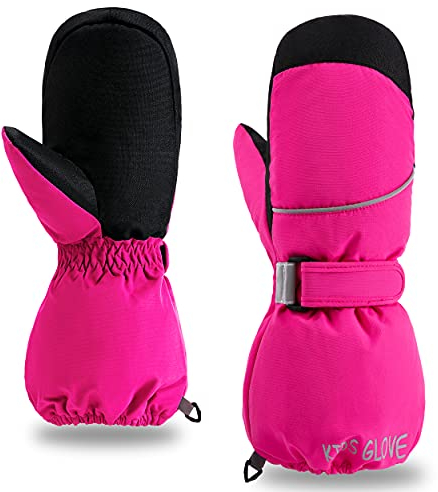 ThxToms Handschuhe Kinder Fäustlinge, Skihandschuhe Kinder -15℃ Winddicht Wasserdicht Warme, für Alltag Skifahren Schnee Outdoor-Sport, für Babys Kleinkinder Jungen und Mädchen 3-14 Jahre