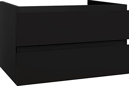 ALONI Creavit Sally Badezimmer Unterschrank 100 cm, wandhängender Waschtischunterschrank aus Holzwerkstoff, Soft-Close Schubladen, moderner Badschrank, Badmöbel, 96x44,5x50 cm, Schwarz Matt
