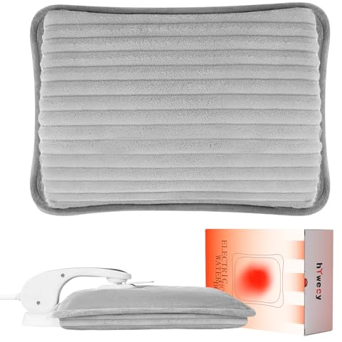 hYwecy Rechargeable Electric Hot Water Bottle,Portable Rechargeable Hot Water Bag,Hand and Shoulders Pain Relief (Grey)
