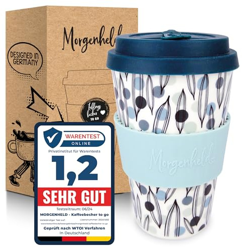 Morgenheld Kaffemugg i porslin 380 ml to go – resemugg Dotty | Stilren porslinsmugg för kaffe, latte och te – tåligt porslin med cool design, ta med på jobbet, en fin presentidé