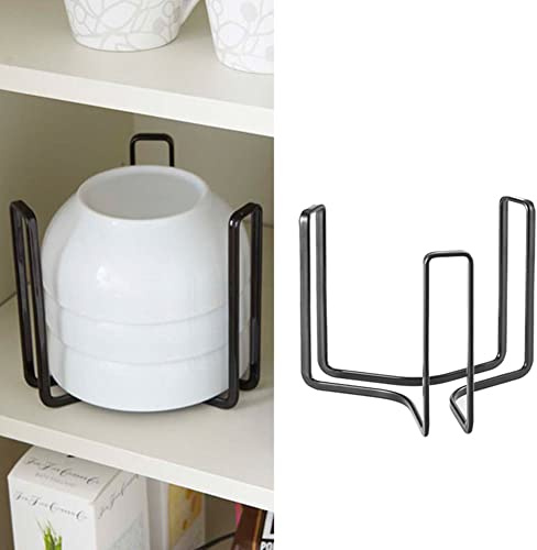 Set med 2 tallrikshållare för skål, Ø 16,5 cm, metallförvaringsställ för köksskåp, bänk, skåp, hylla, skåp (svart)