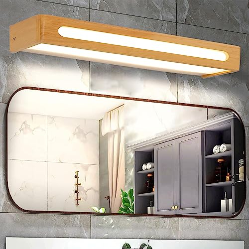 ANKBOY Lighting Led Spiegelleuchte 60cm/23.6in, 18w Wandleuchter Beleuchtung Fixture Bilder Mit Beleuchtung 3000k Warmweiß Nachttischleuchten Holz Waschtisch Wandleuchte Leuchten