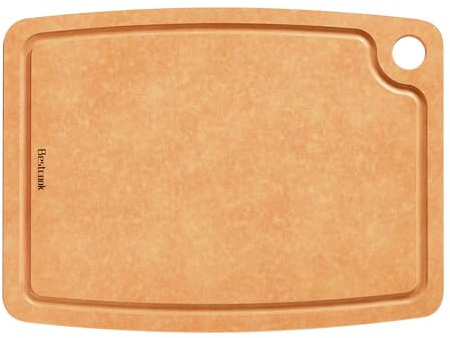 BESTCOOK Schneidebrett aus Holzfaser mit Saftrille, Spülmaschinenfest, Composite Schneidebrett fürdie Küche, Hohe Dichte, BPA-frei, Rutschfest, Langlebiges, Messerfreundlich für Fleisch, Brot, Obst