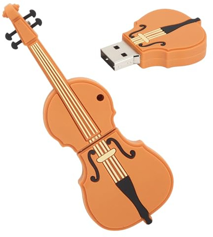 Memoria USB en Forma de Violín - Unidad Flash de Almacenamiento de 16GB/32GB/64GB/128GB, Diseño Musical Único para Oficina, Hogar y Regalo (32, GB)