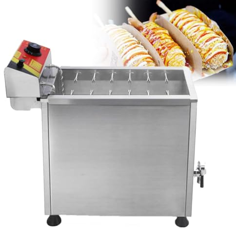 Freidora Comercial EléCtrica Profesional Mazorca MaíZ ,máquina para hot dogs de queso de 3000 W, temperatura ajustable de 50-200 ℃, freidora eléctrica para restaurantes, tiendas, hogares, etc.