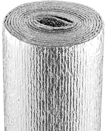 VEVOR Double Reflective Insulation Roll, Foam Core Radiant Barrier, 3.2 mm 48 in x 10 ft, Double-Sided Aluminum Foil EPE Foam Heat Reflective Shield, Thermal Insulation Roll for Window RV Roof
