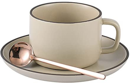 BOGAZY Coffee Cup Mug Tea Cup Water Bottle Tea Cup Coffee Mug Ceramic Coffee Mugs And Saucer Set, Tea Cups With Saucer And Spoon, 230ml/ 7.8 Oz Coffee Mugs For Family(A)