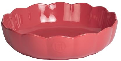 Emile Henry Made in France Ceramic Round Dish, Madeleine Collection. 10.5x 2.5, Rose Candy