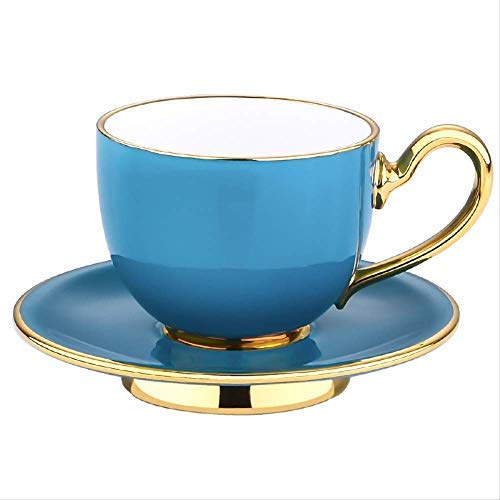 KazeRyu Service À Thé En Porcelaine Nordique – Tasses À Café Créatives Dorées Et Bleues, Tasses Réutilisables Écologiques