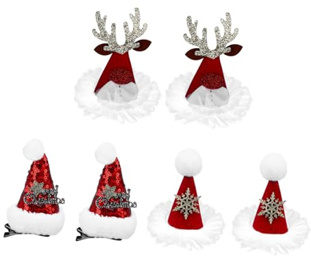 Beaupretty 6stücke Weihnachtsmützen-haarspangen Weihnachtshaarspangen für Junge Mädchen Haarclips mit Hut-design Dekorative Requisiten für Festivals